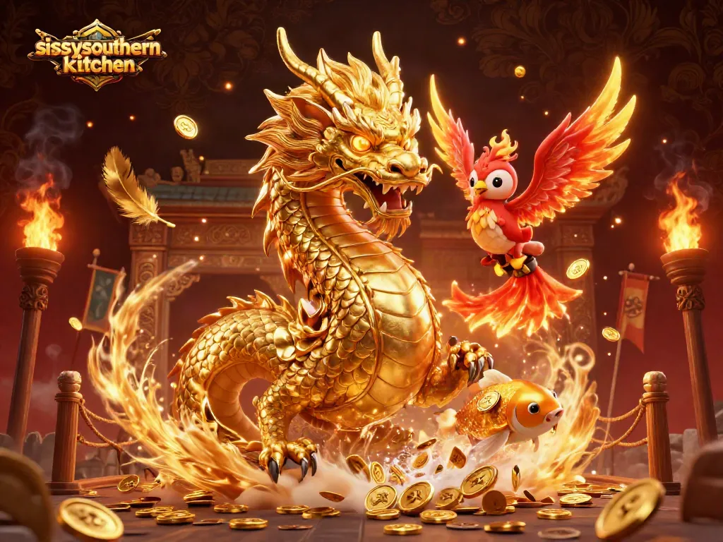 Engage with sissyssouthernkitchen as the golden koi fish leaps through coins, embodying casino excitement.